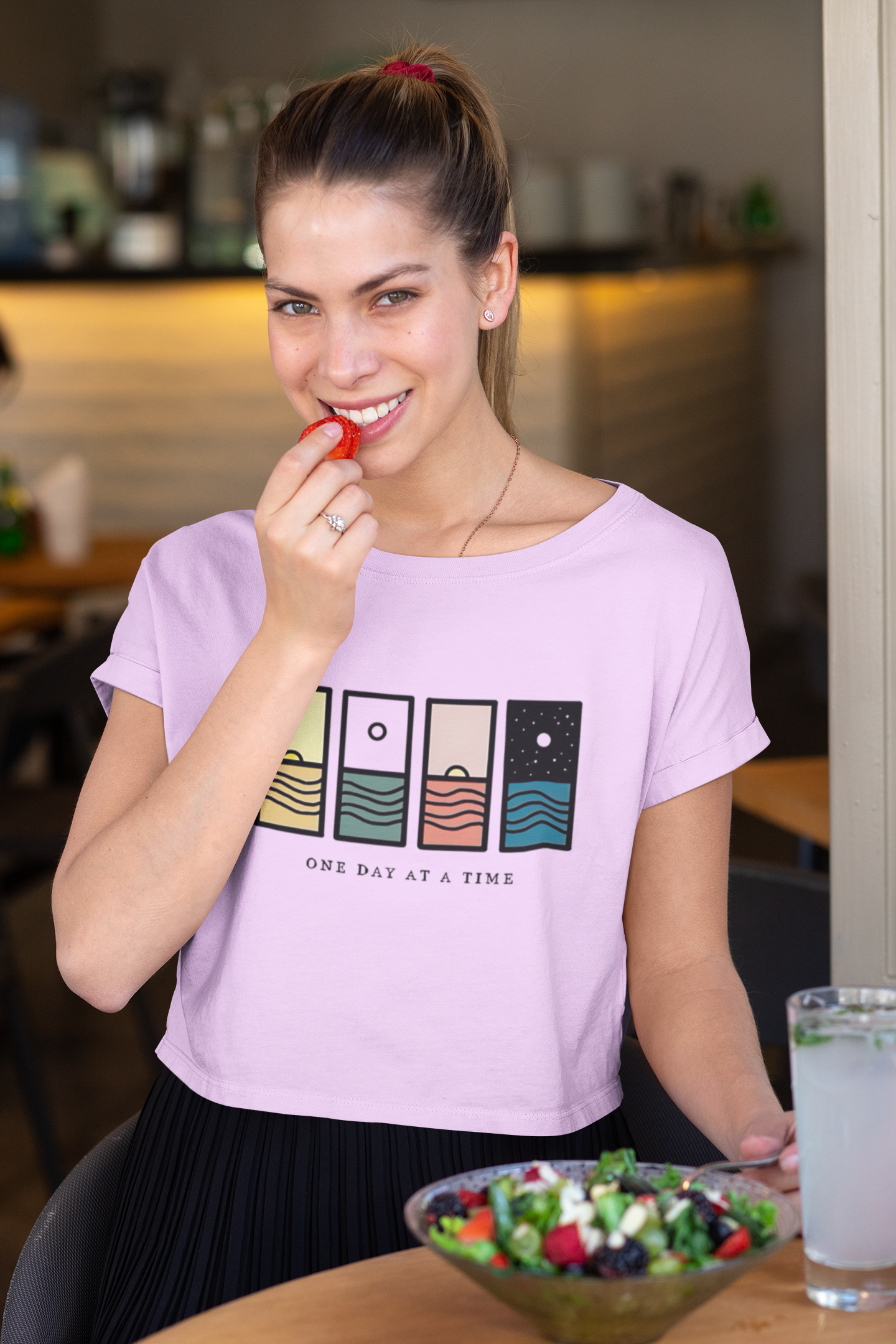 One Day at a Time Crop Top – Inspirational Minimalist Tee