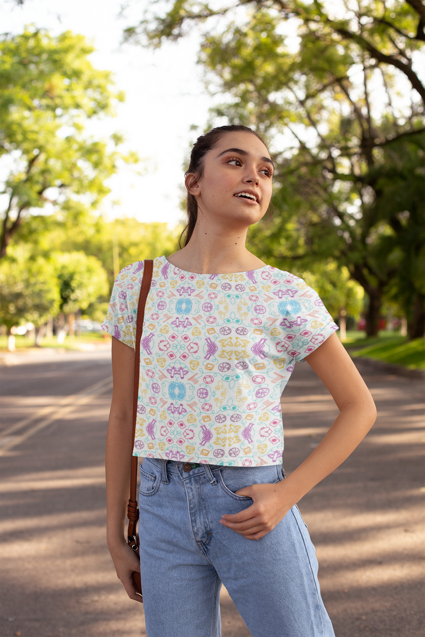 Playful Pastel Crop Top – Fun & Quirky Vibes