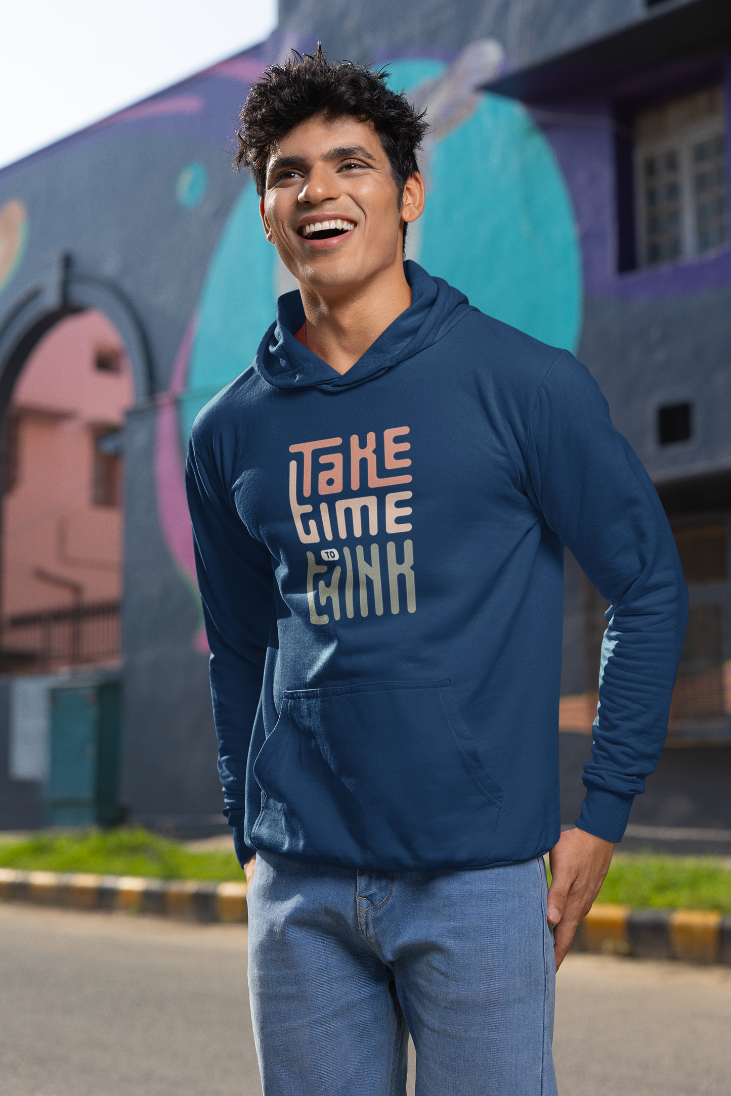 Take Time to Think – Navy Blue Hoodie