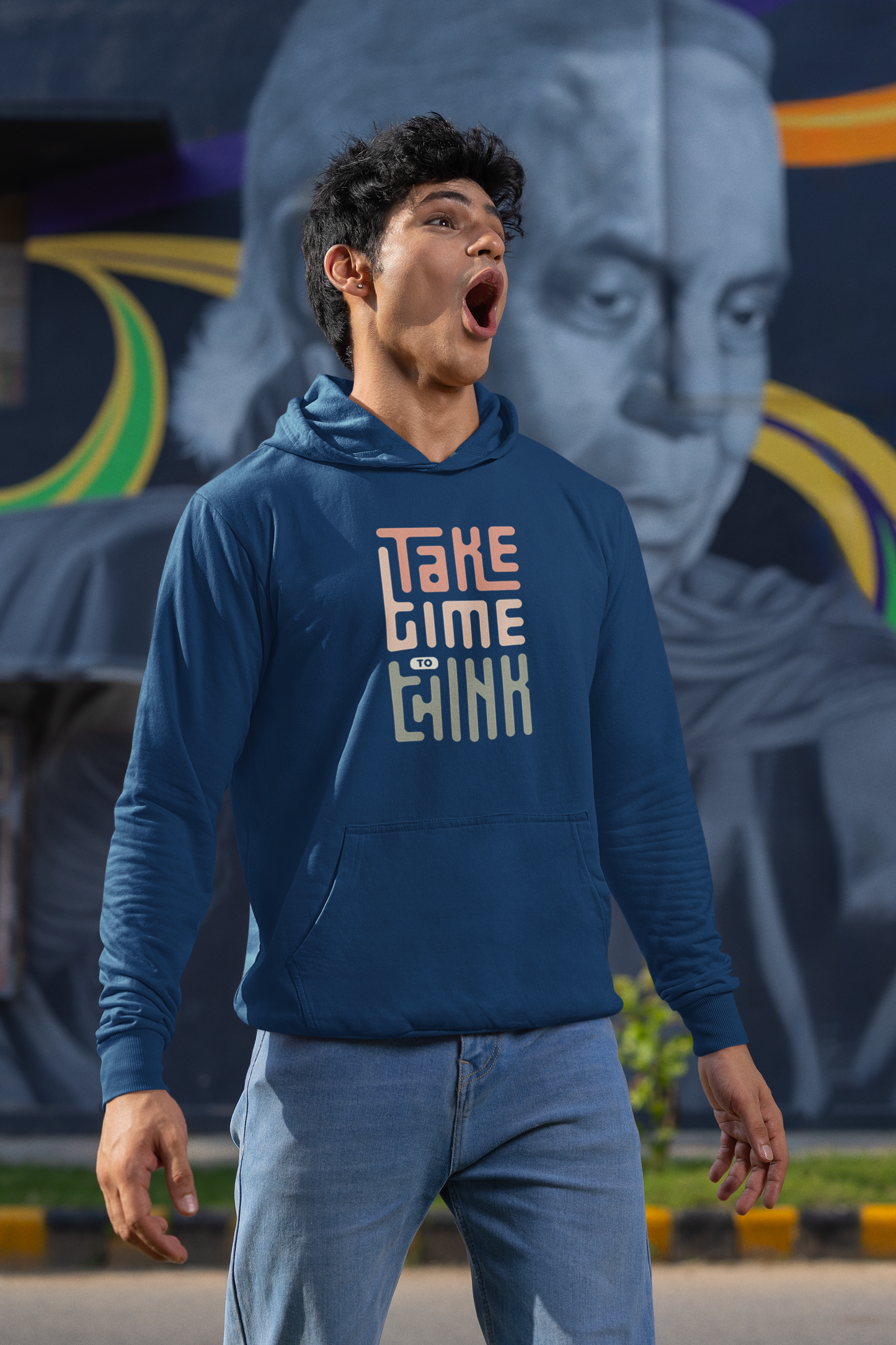 Take Time to Think – Navy Blue Hoodie