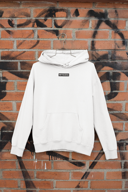 Seyasha Minimalist Logo Hoodie – White Pullover Hoodie