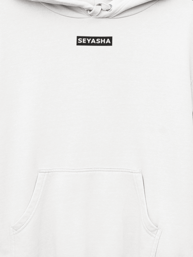 Seyasha Minimalist Logo Hoodie – White Pullover Hoodie