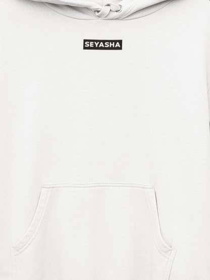 Seyasha Minimalist Logo Hoodie – White Pullover Hoodie