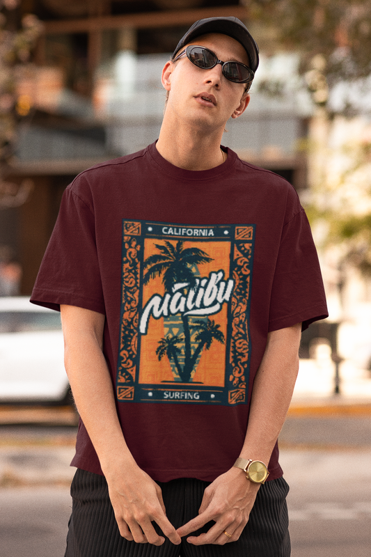 Malibu Surfing Oversized T-Shirt – Retro California Style Tee