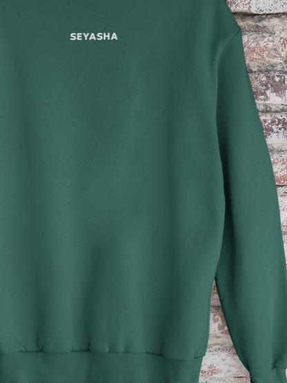 Seyasha Minimalist Forest Green Sweatshirt – Cozy Round Neck Pullover