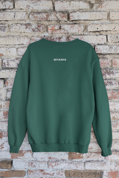 Seyasha Minimalist Forest Green Sweatshirt – Cozy Round Neck Pullover