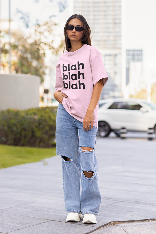 Blah Blah Blah Oversized T-Shirt - Pink