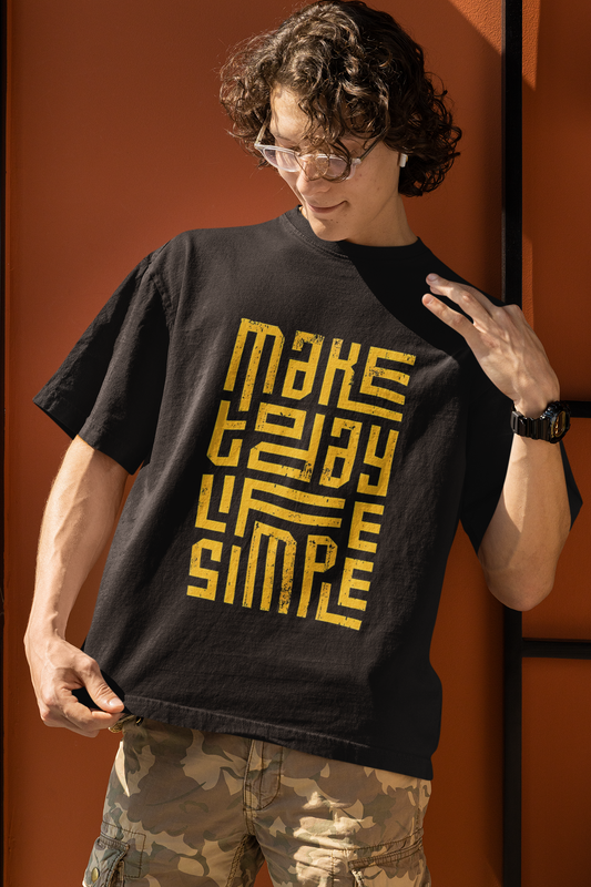 "Make Today Simple" Oversized T-Shirt – Minimalist Streetwear Tee - Black