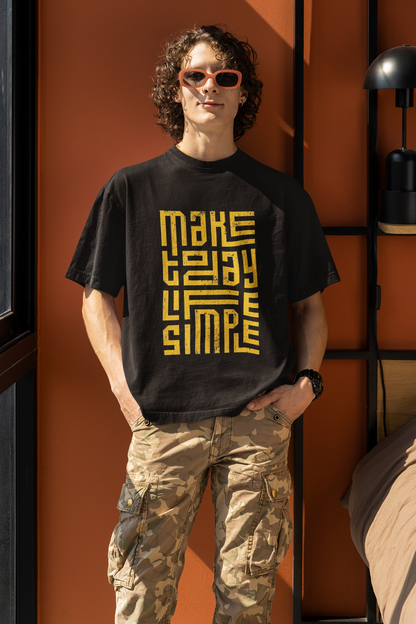 "Make Today Simple" Oversized T-Shirt – Minimalist Streetwear Tee - Black